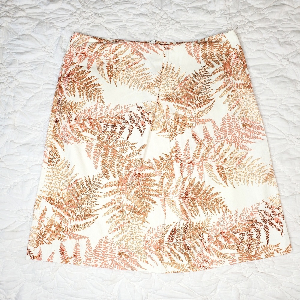 Talbots Salmon Pink and Cream Leaf Pattern Skirt
